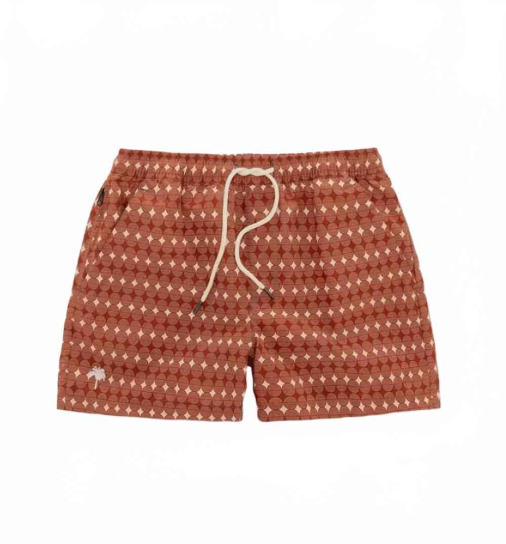 NEW OAS men's bulls eye pull-on swim shorts in orange
